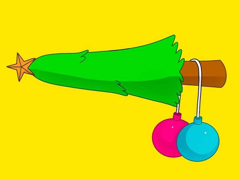 Illustrazioni erotiche di Natale, illustrazione di Whosji, albero di Natale a forma di pene